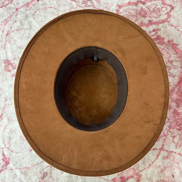 Brown Wide-Brim Hat with Embroidered Band - Picture 3 of 3